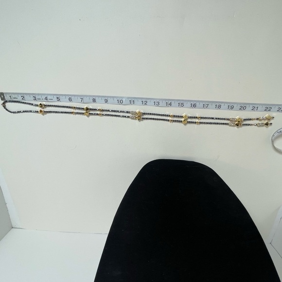 Gorgeous Lariat Necklace with sparkling black, gold tone and rhinestones accents - Picture 7 of 8